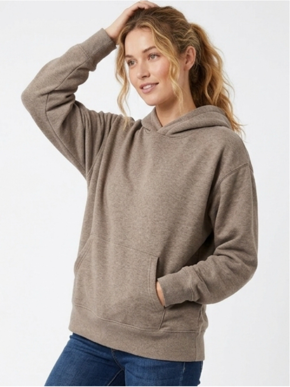 Women's American Eagle Everyday Luxe Hoodie Taupe Brown Slouchy Pullover Med 872
